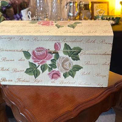 Hand-Painted Floral Storage Box