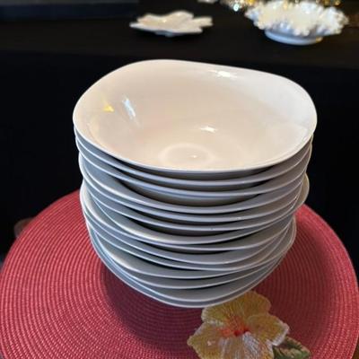 Set of 14 White Ceramic Bowls