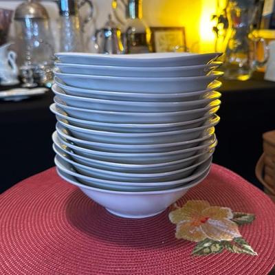 Set of 14 White Ceramic Bowls