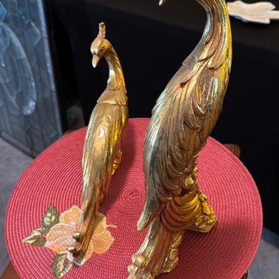 Brass Peacock Sculptures Pair