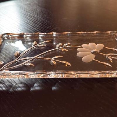 Elegant Etched Glass Tray