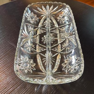 Vintage Cut Glass Serving Dish