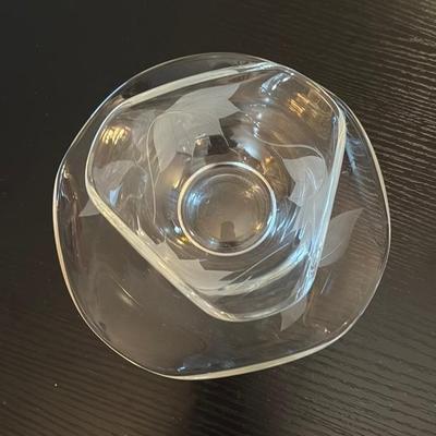 Etched Glass Bowl with Plate