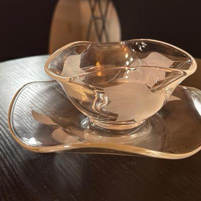Etched Glass Bowl with Plate