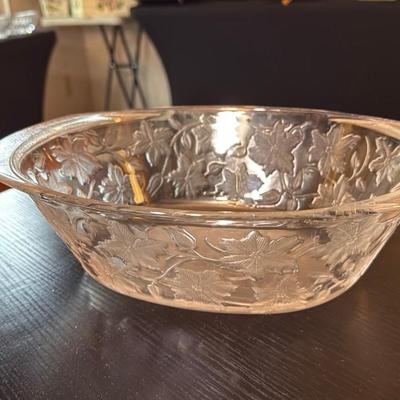 Etched Glass Serving Bowl
