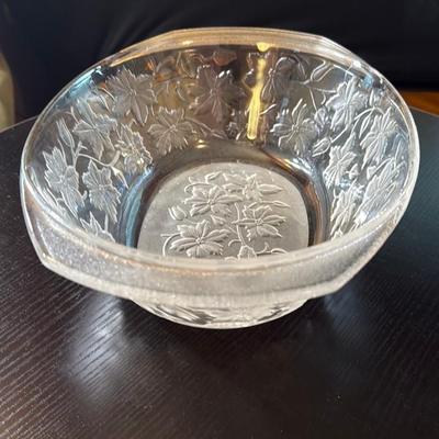 Etched Glass Serving Bowl