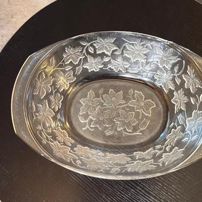Etched Glass Serving Bowl