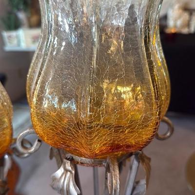 Elegant Crackle Glass Candleholders