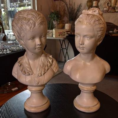 Pair of Marble Busts on Pedestals