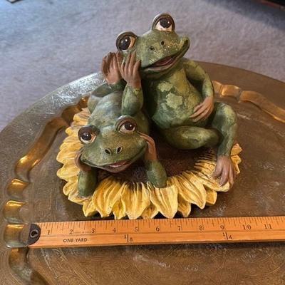 Frog Figurine on Sunflower