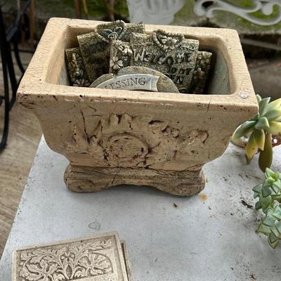 Ornate Planter with Decorative Coasters