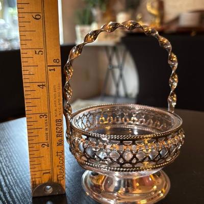 Ornate Silver Basket with Handle