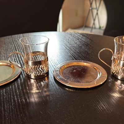 Glass Espresso Cups with Saucers