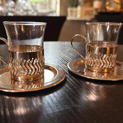 Glass Espresso Cups with Saucers