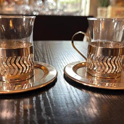 Glass Espresso Cups with Saucers