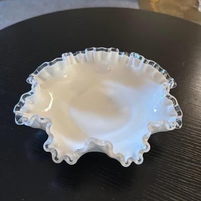 Clear Glass Ruffled Edge Bowl