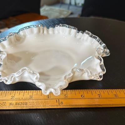 Clear Glass Ruffled Edge Bowl