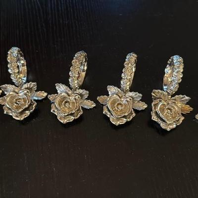 Rose Design Napkin Rings Set