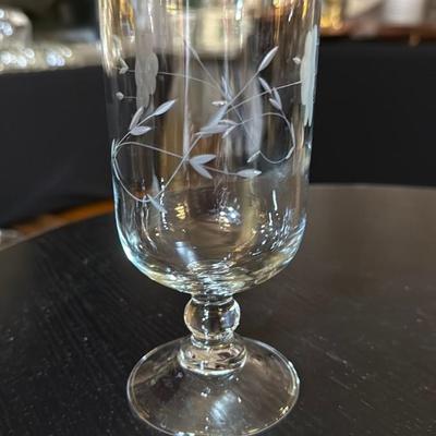 Etched Clear Glass Goblet