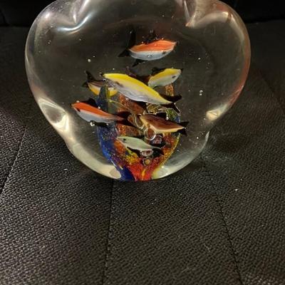 Colorful Fish Glass Paperweight