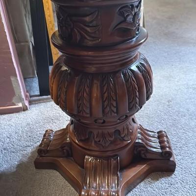 Carved Wooden Pedestal Table
