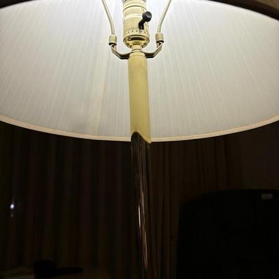 Brass Floor Lamp with Pleated Shade