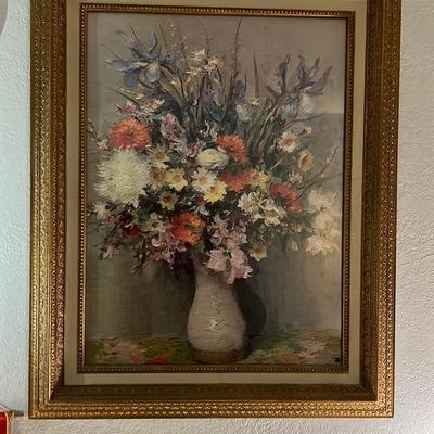 Framed Floral Oil Painting