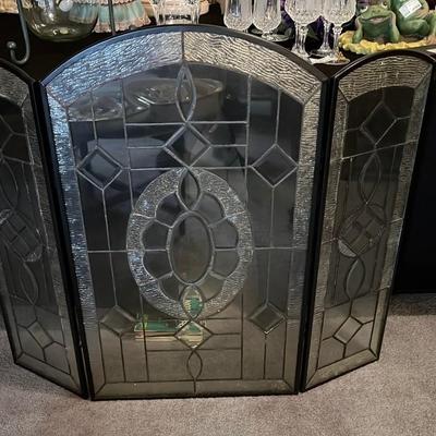 Elegant Stained Glass Fireplace Screen