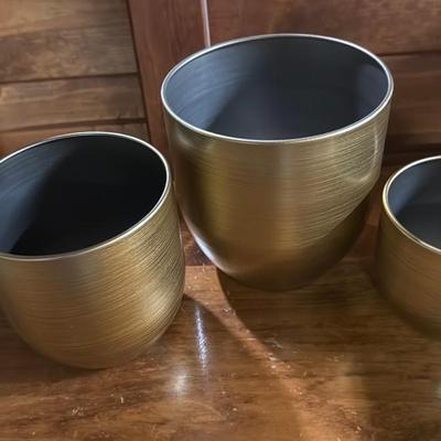 Set of 3 Modern Gold Planters