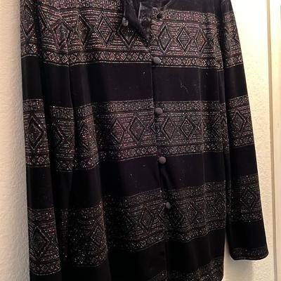 Patterned Black Velvet Jacket