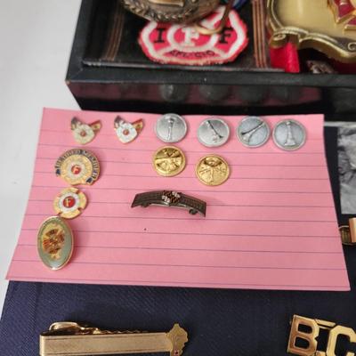 Fire Department Uniform Accessories Tie Clips, Belt Buckles, Buttons, Service Years Pins, Ring, Awards