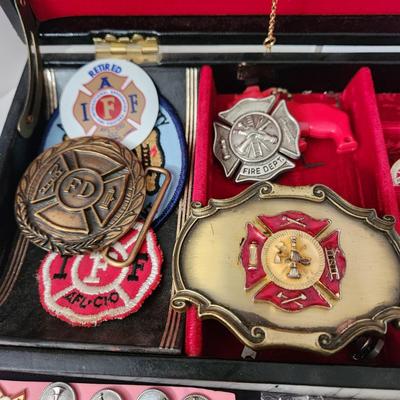Fire Department Uniform Accessories Tie Clips, Belt Buckles, Buttons, Service Years Pins, Ring, Awards