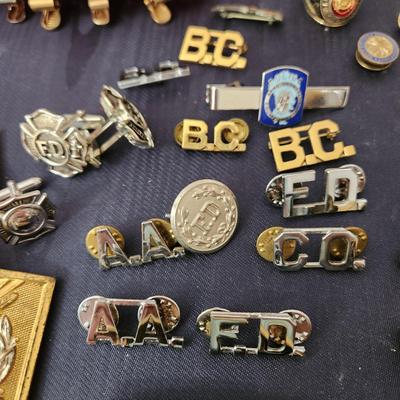 Fire Department Uniform Accessories Tie Clips, Belt Buckles, Buttons, Service Years Pins, Ring, Awards