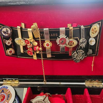 Fire Department Uniform Accessories Tie Clips, Belt Buckles, Buttons, Service Years Pins, Ring, Awards