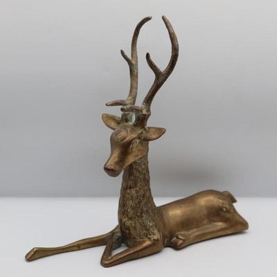 Solid Brass Deer Buck Laying Down