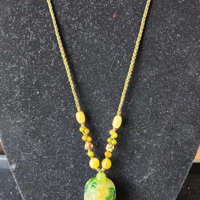 Vintage Chinese Yellow Jade Necklace