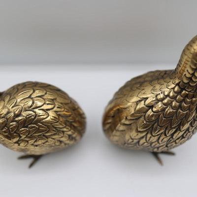 Vintage Brass Quail Statues