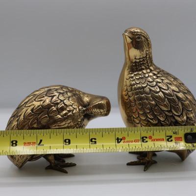 Vintage Brass Quail Statues