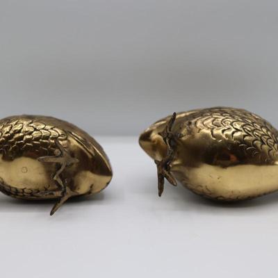 Vintage Brass Quail Statues