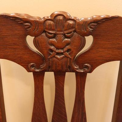 Victorian Northwind Face Carved Oak Accent Chair (See Details)