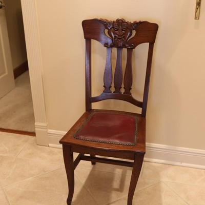 Victorian Northwind Face Carved Oak Accent Chair (See Details)