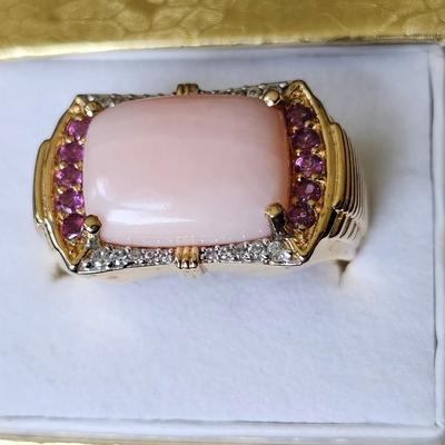 D'Joy 925 Peruvian Pink Opal ring