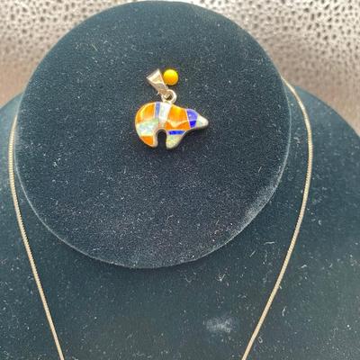 2 Navajo Inlaid pendant with 1 chain