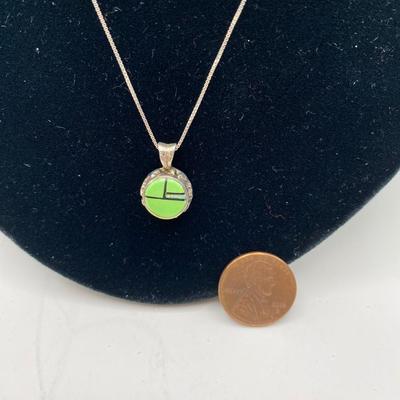 2 Navajo Inlaid pendant with 1 chain
