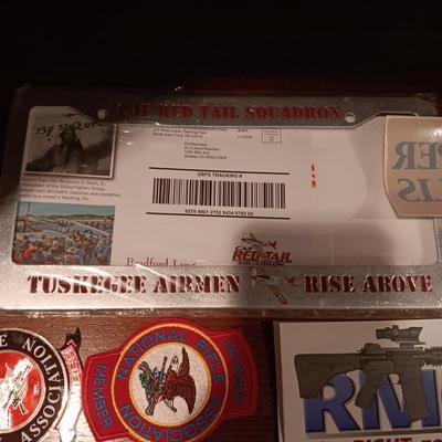 LICENSE PLATE FRAMES, BUMPER STICKERS AND PATCHES