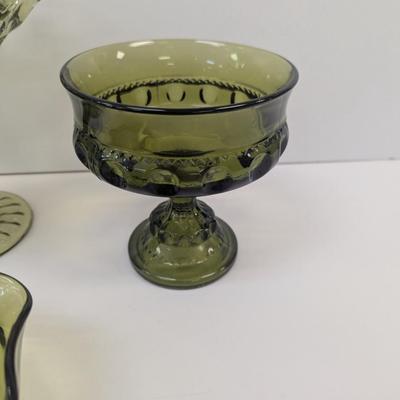 Fenton Thumbprint Compote Ruffle Pedestal Candy Dish Anchor Hocking Scalloped Dip Bowl Colony Harvest Vase #38