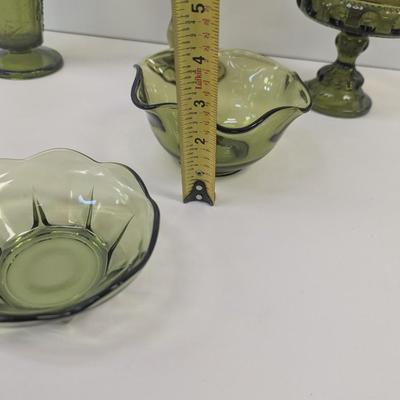 Fenton Thumbprint Compote Ruffle Pedestal Candy Dish Anchor Hocking Scalloped Dip Bowl Colony Harvest Vase #38