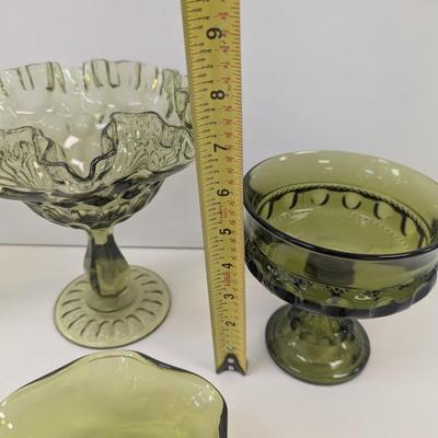Fenton Thumbprint Compote Ruffle Pedestal Candy Dish Anchor Hocking Scalloped Dip Bowl Colony Harvest Vase #38