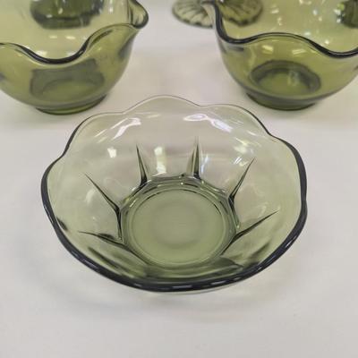 Fenton Thumbprint Compote Ruffle Pedestal Candy Dish Anchor Hocking Scalloped Dip Bowl Colony Harvest Vase #38