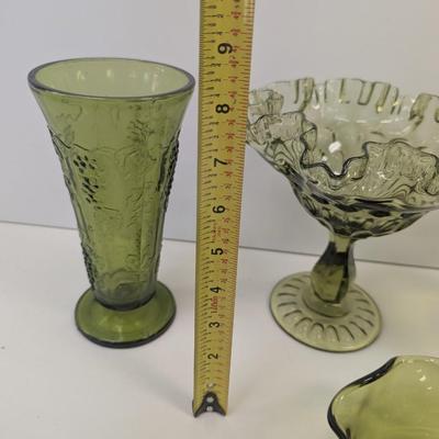 Fenton Thumbprint Compote Ruffle Pedestal Candy Dish Anchor Hocking Scalloped Dip Bowl Colony Harvest Vase #38